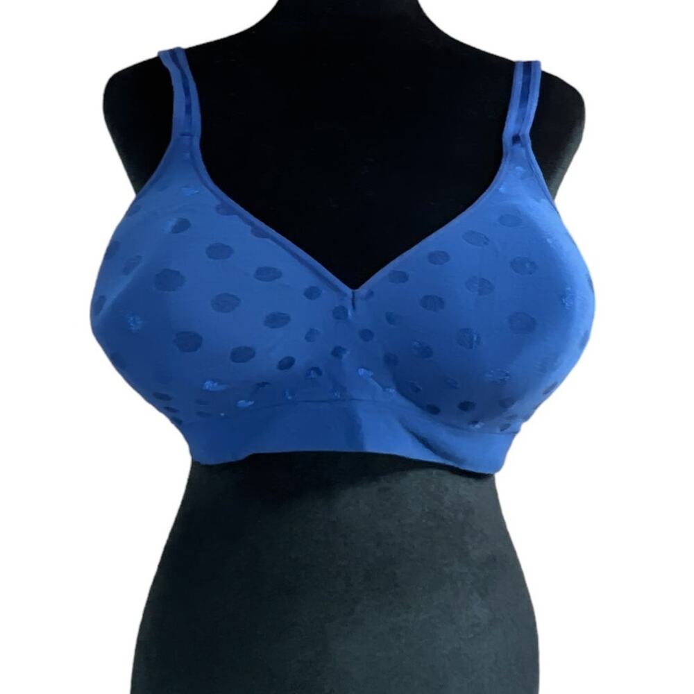 Hanes Wire Free Padded T‑Shirt Bra Plus Size 3XL Blue Polka Dot
